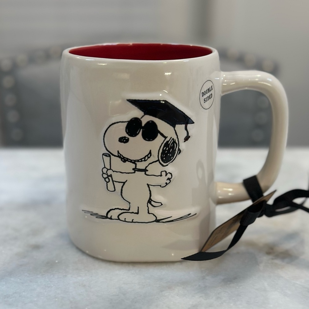 Rae Dunn Peanuts SNOOPY Graduation “YOU DID IT” Double-Sided Mug